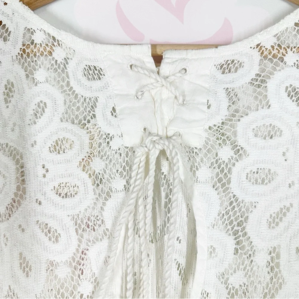NEW Free People Intimately Better With Time Floral Lace Ivory Bodysuit Top S